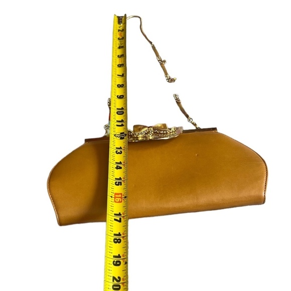 Sacco 1823 Italian Leather Bag With Swarovski Crystal, Tan - Picture 10 of 16